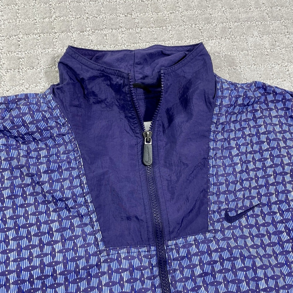 VTG 90s Nike Purple Geometric Full Zip Windbreaker Women's Large Abstract Jacket - Picture 3 of 8